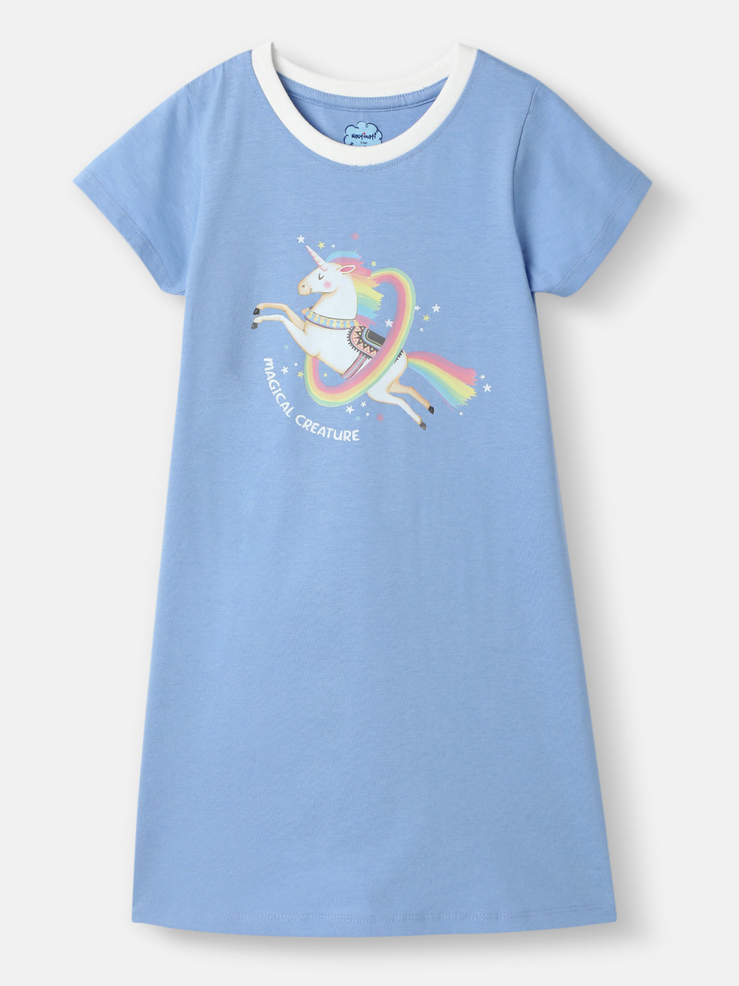 Nautinati Girls' Cotton Unicorn Sticker Print T-shirt Dress