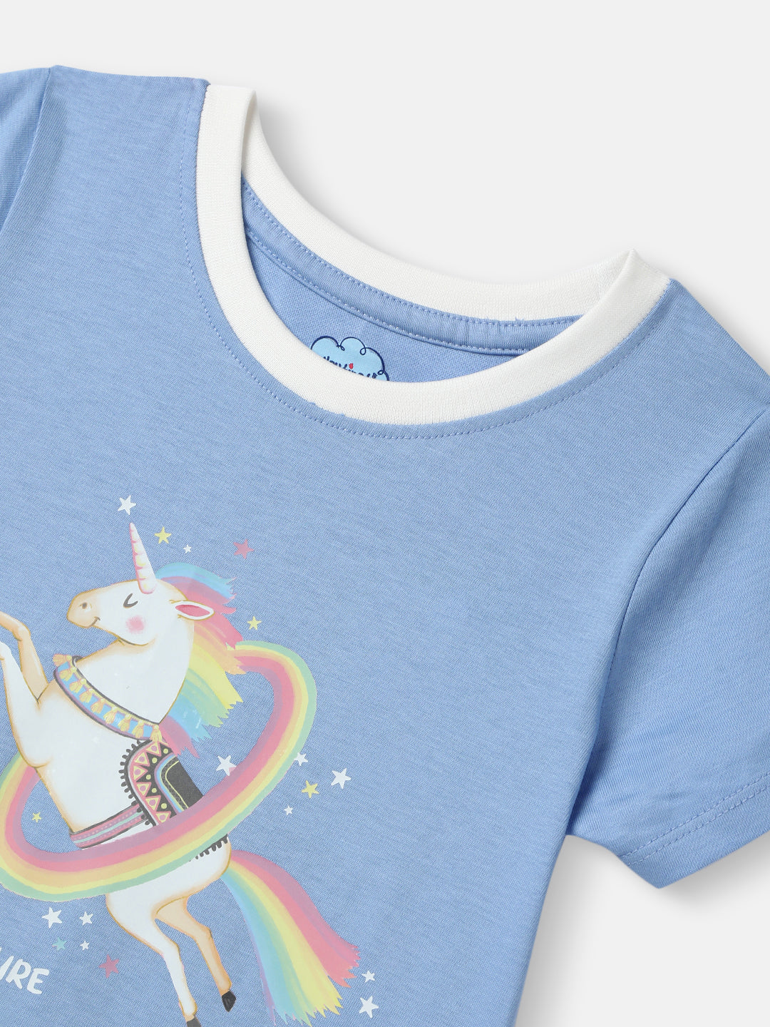 Nautinati Girls' Cotton Unicorn Sticker Print T-shirt Dress