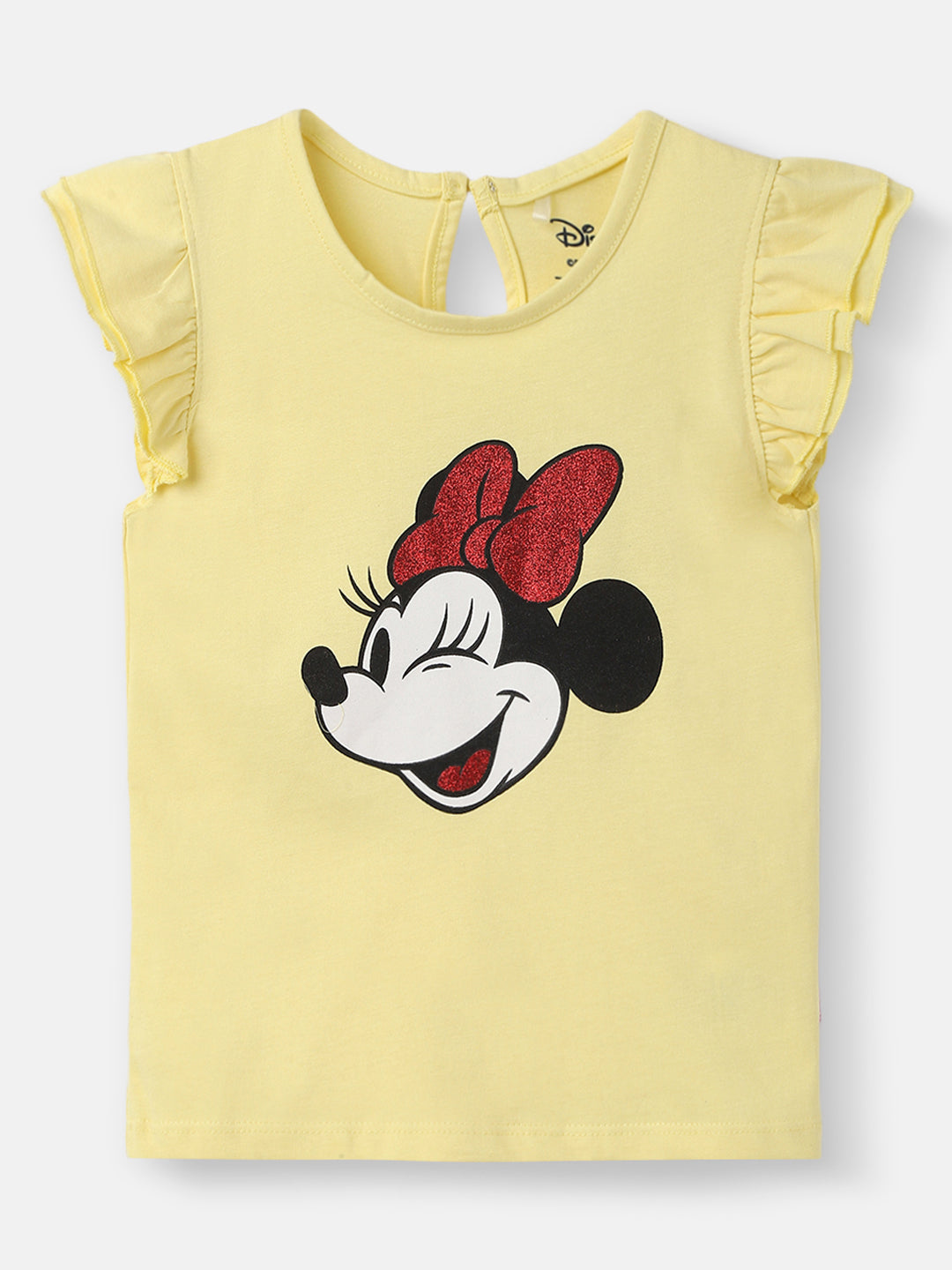 Nautinati Girls' Cotton Minnie Mouse Glitter Print T-shirt