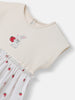 Girls’ Cotton Dress | Strawberry Print |Rabit Badge | 3-24 Months
