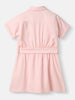 Girls Solid Shirt Collar Dress |Kimono Sleeves | Comes with Belt | 2-10 Years