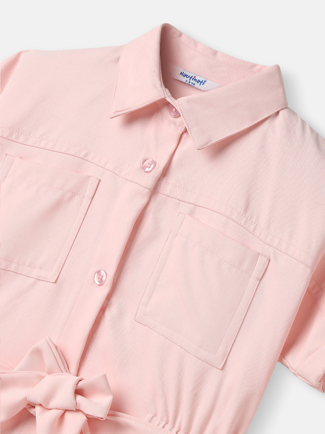 Girls Solid Shirt Collar Dress |Kimono Sleeves | Comes with Belt | 2-10 Years