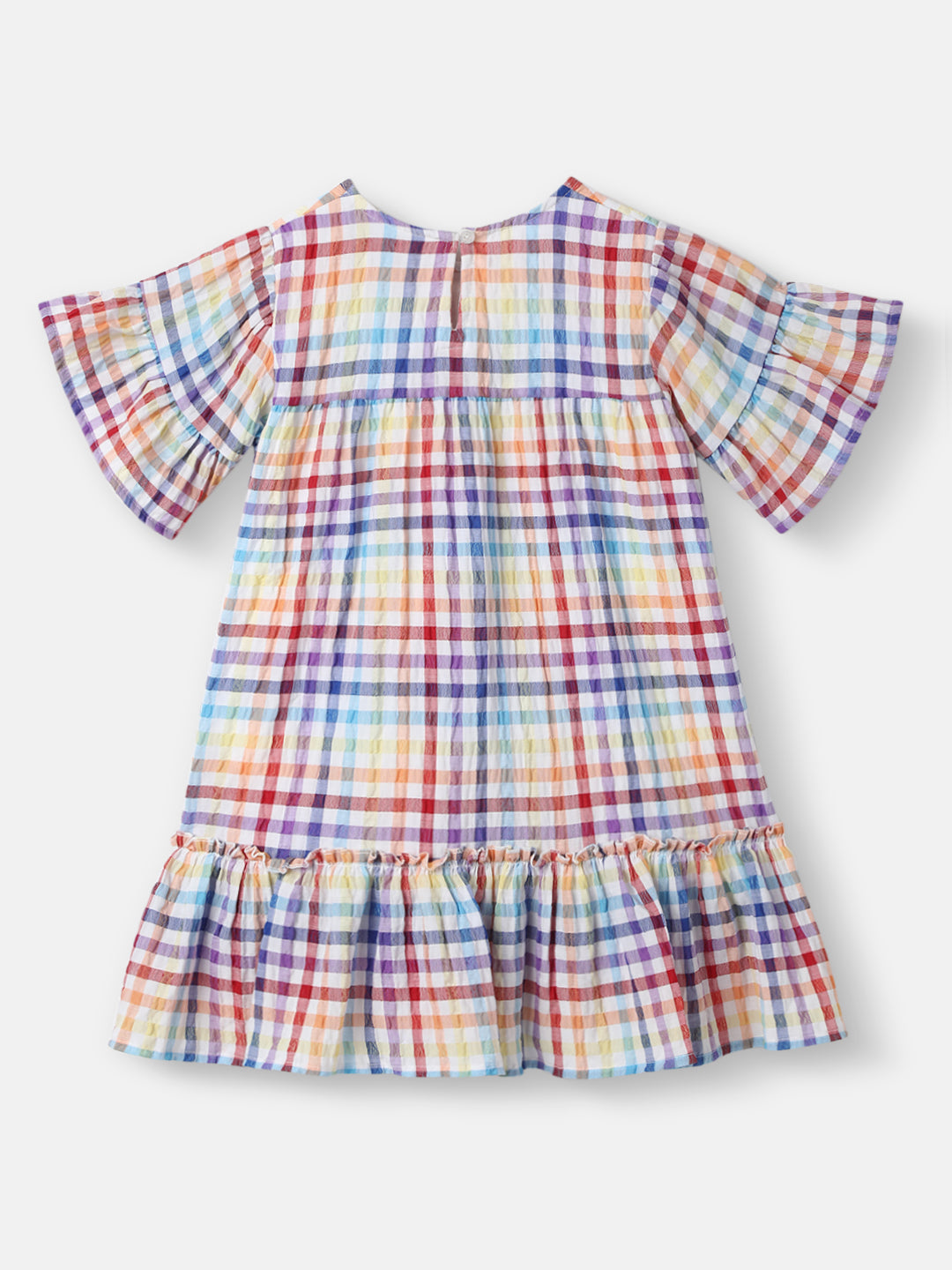 Nautinati Girls Cotton Gingham Top|Flared Sleeves| Age 2 - 10 Years