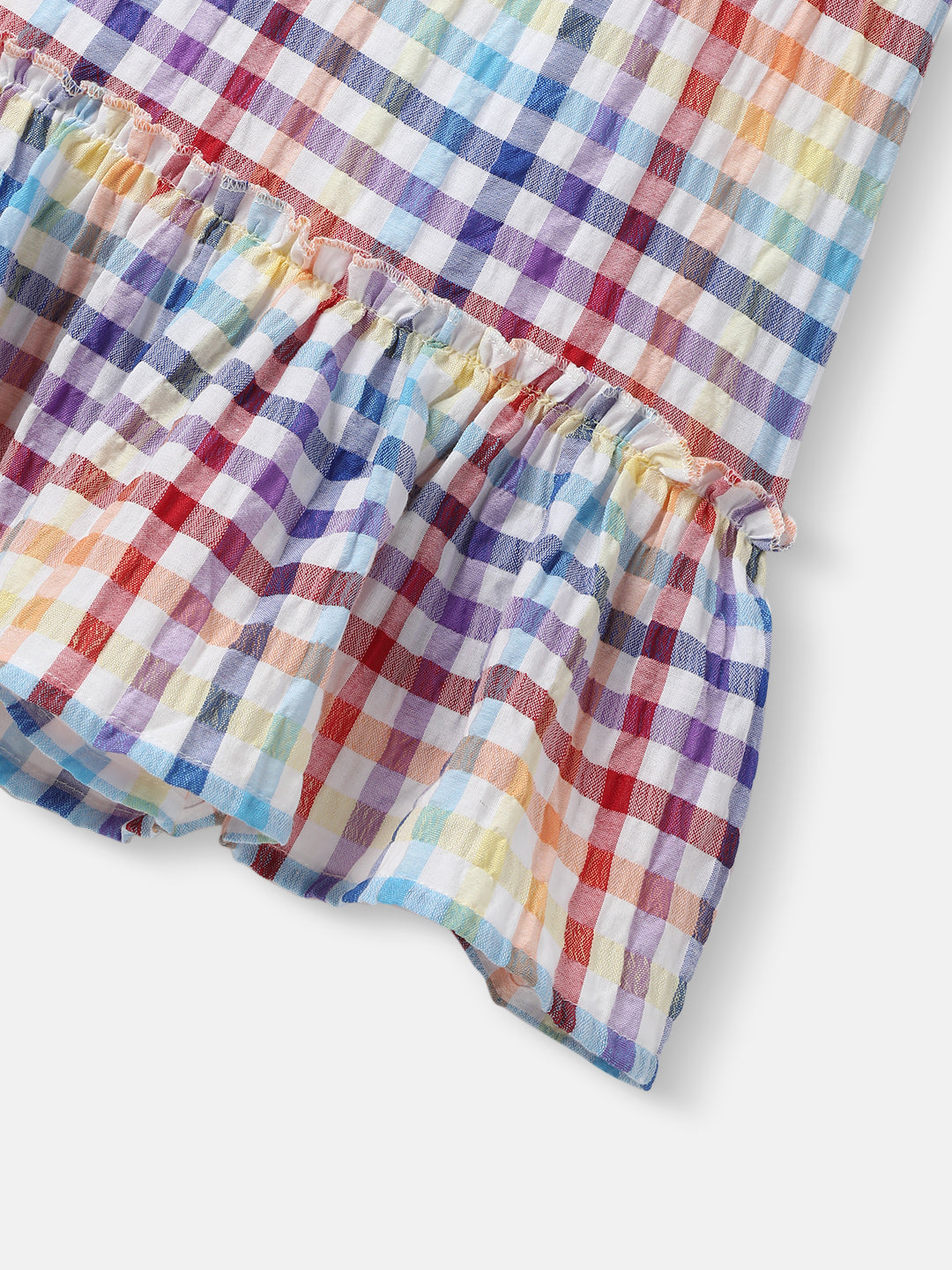 Nautinati Girls Cotton Gingham Top|Flared Sleeves| Age 2 - 10 Years