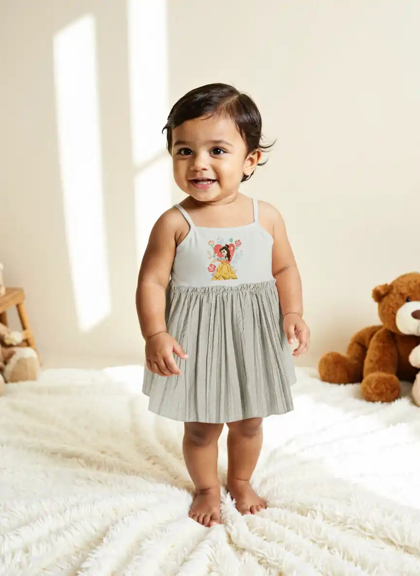 Nautinati Girls' Poplin Mickey Mouse Embroidered Badge Dress