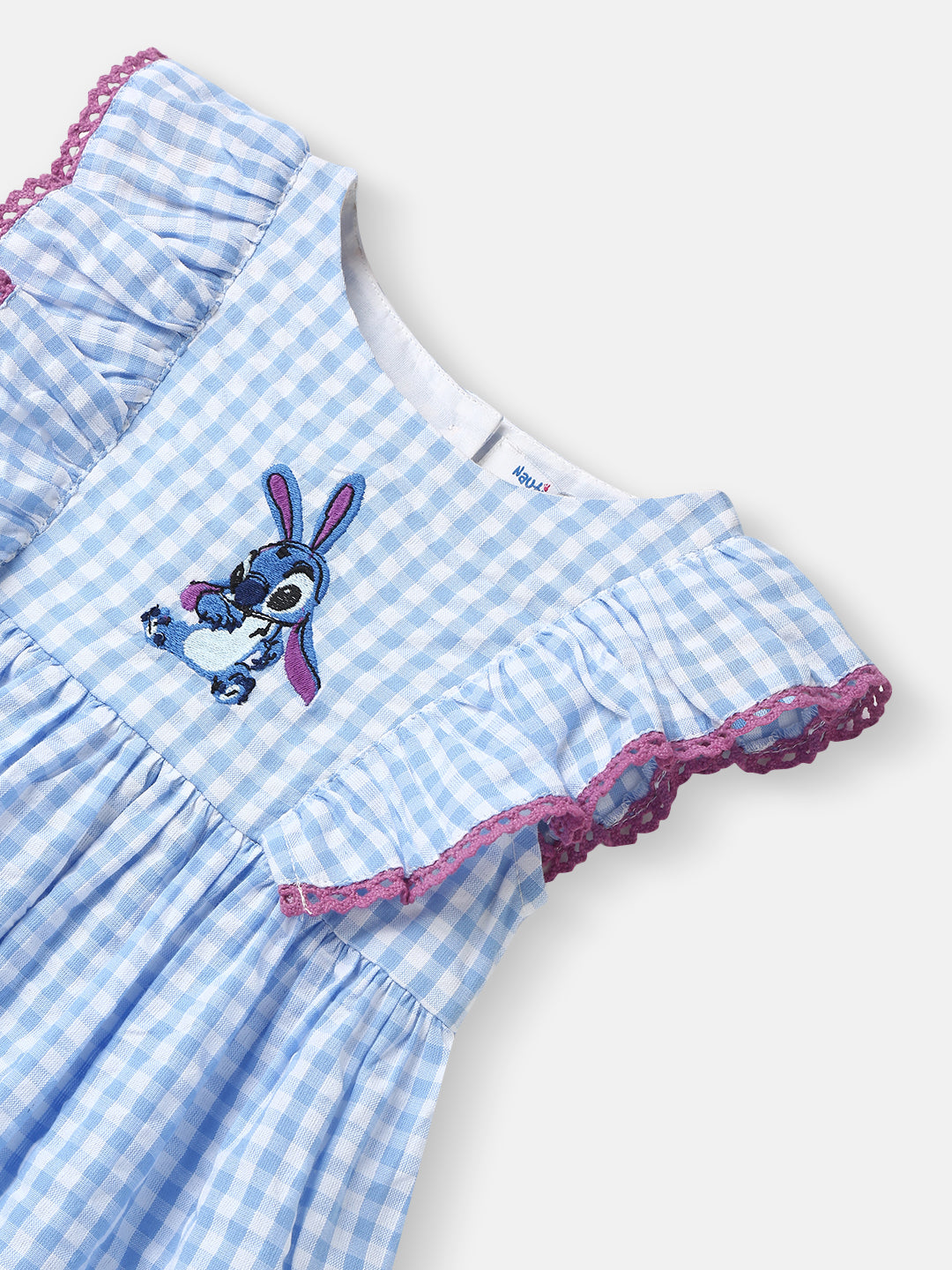 Nautinati Girls' Cotton and Pleated Fabric Minnie Mouse Applique Dress
