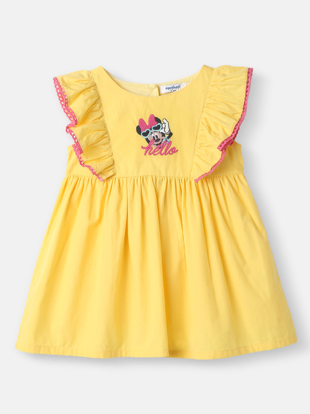 Girls Cotton Sleeveless Frock |Embroidered Badge|Above Knee Dress | 3-24 Months