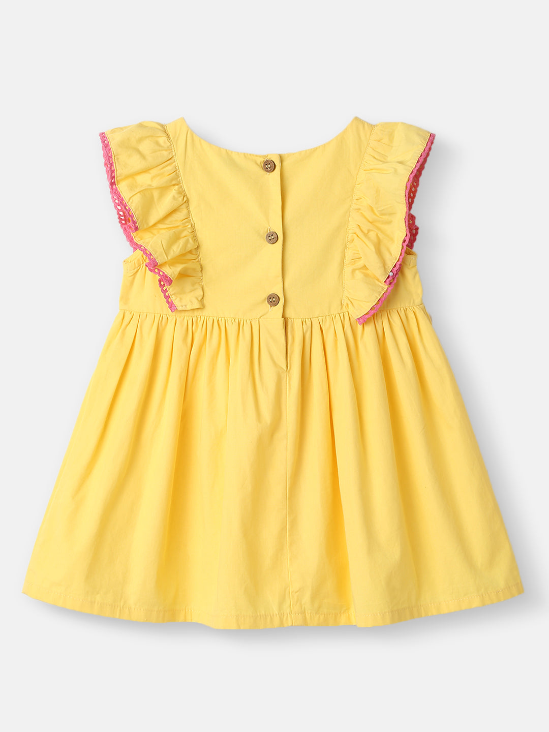 Girls Cotton Sleeveless Frock |Embroidered Badge|Above Knee Dress | 3-24 Months