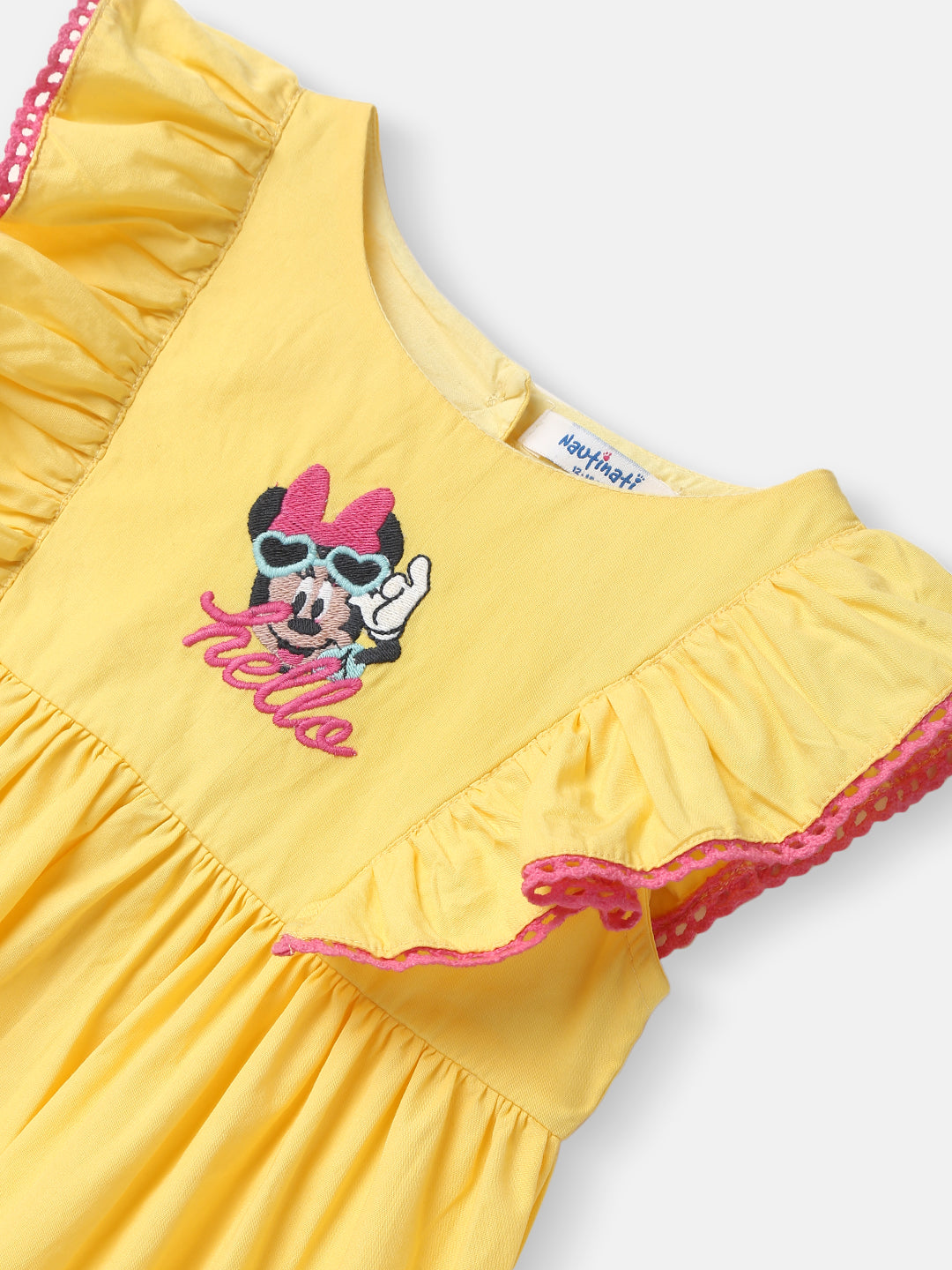 Girls Cotton Sleeveless Frock |Embroidered Badge|Above Knee Dress | 3-24 Months