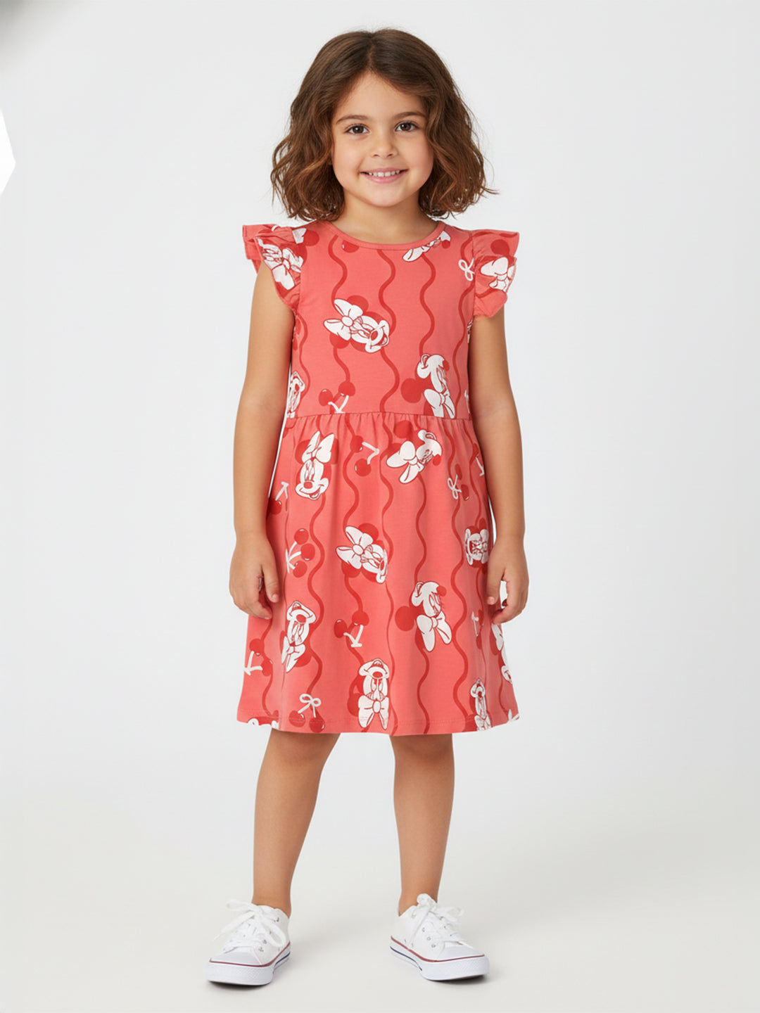 Nautinati Girls' Regular Collar Disney Printed Poplin Dress