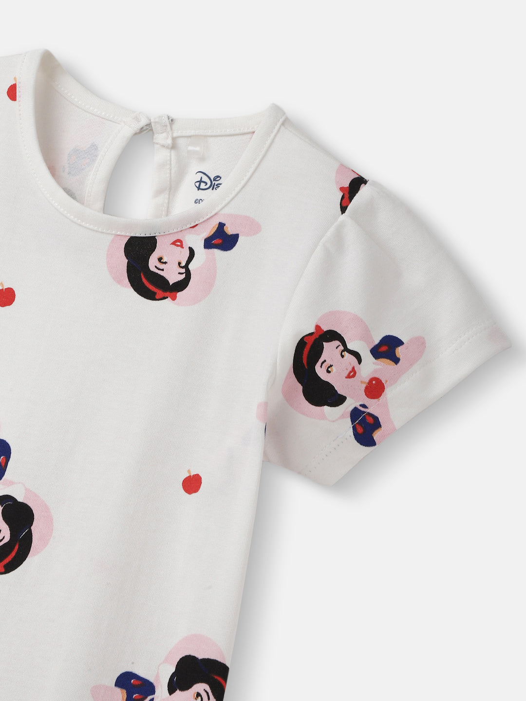Nautinati Girls' Snow White Graphic Cotton Top | Half Sleeves  | Age 12-18M