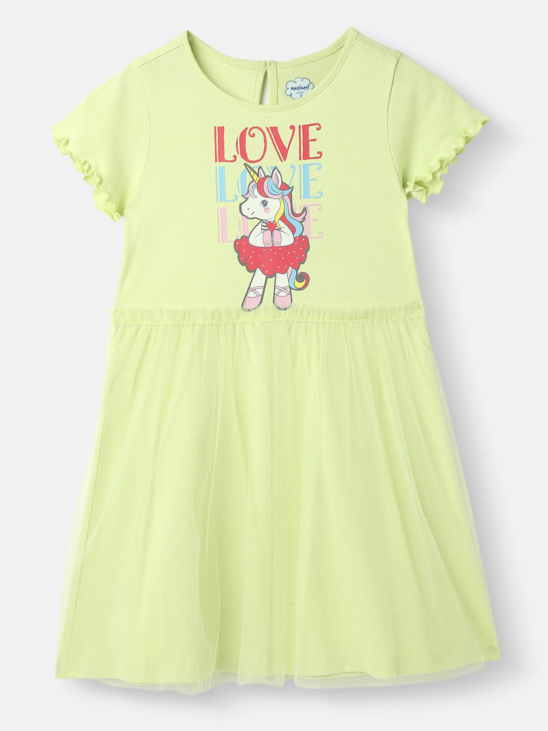 Girls Knit and Woven Frock |Graphic Printed Tulle Dress| 2-10 Years