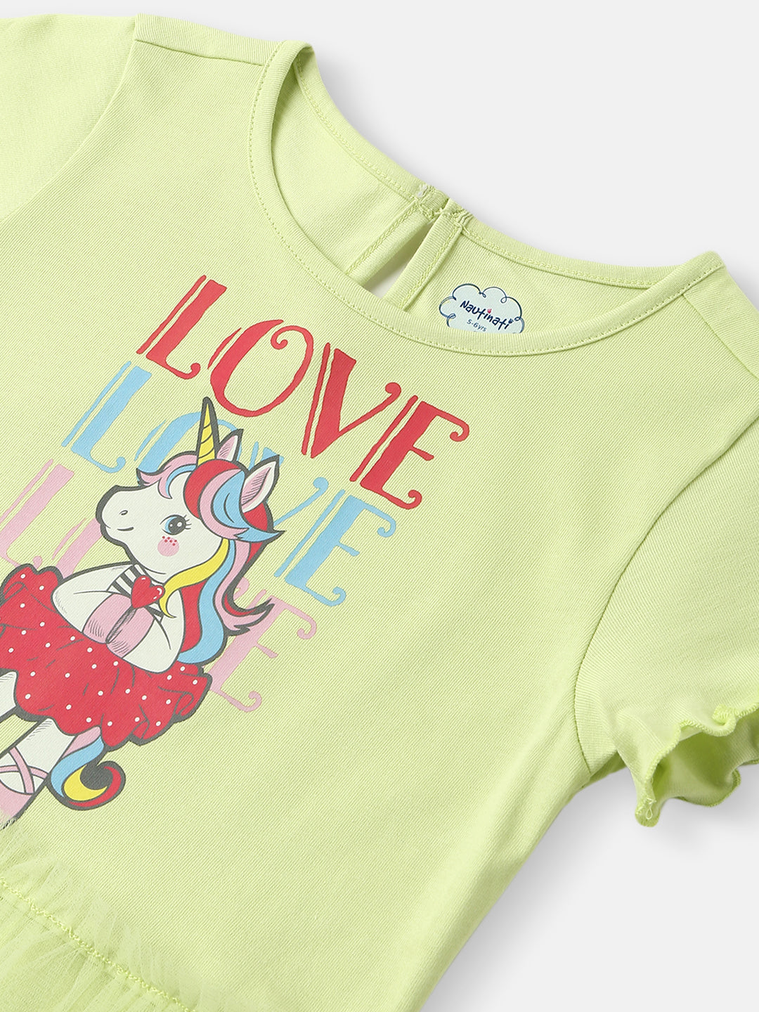Girls Knit and Woven Frock |Graphic Printed Tulle Dress| 2-10 Years