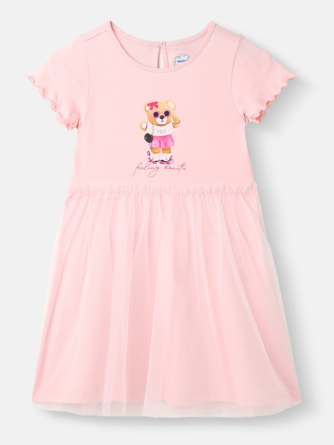Girls Knit and Woven Frock |Graphic Printed Tulle Dress| 2-10 Years