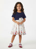 Nautinati Blue & White Japanese Satin Dress With a Bow for Girls
