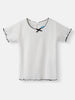 Nautinati Girls' White Babydoll Cotton Tee with Black Trim | Age 12-18M