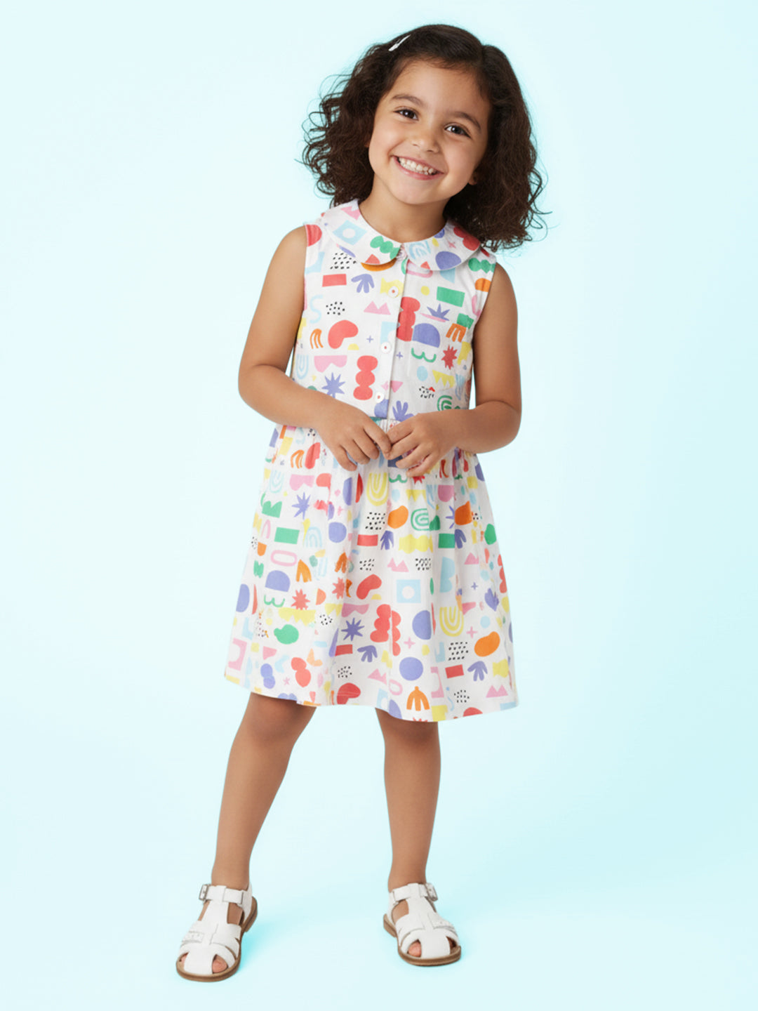Nautinati Girls Multicolour All-over Print Dress|Sleeveless| Age 2 - 10 Years
