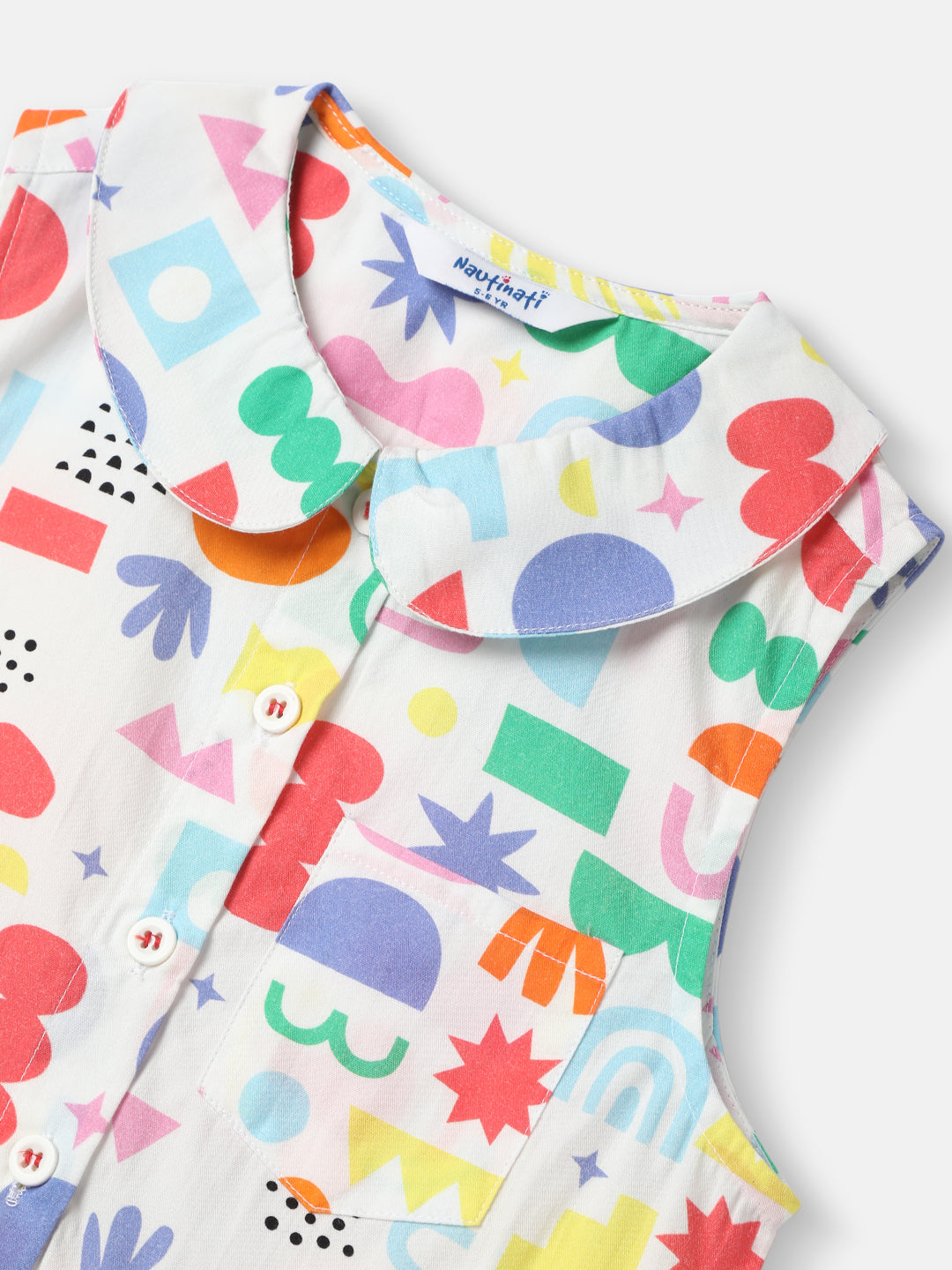 Nautinati Girls Multicolour All-over Print Dress|Sleeveless| Age 2 - 10 Years