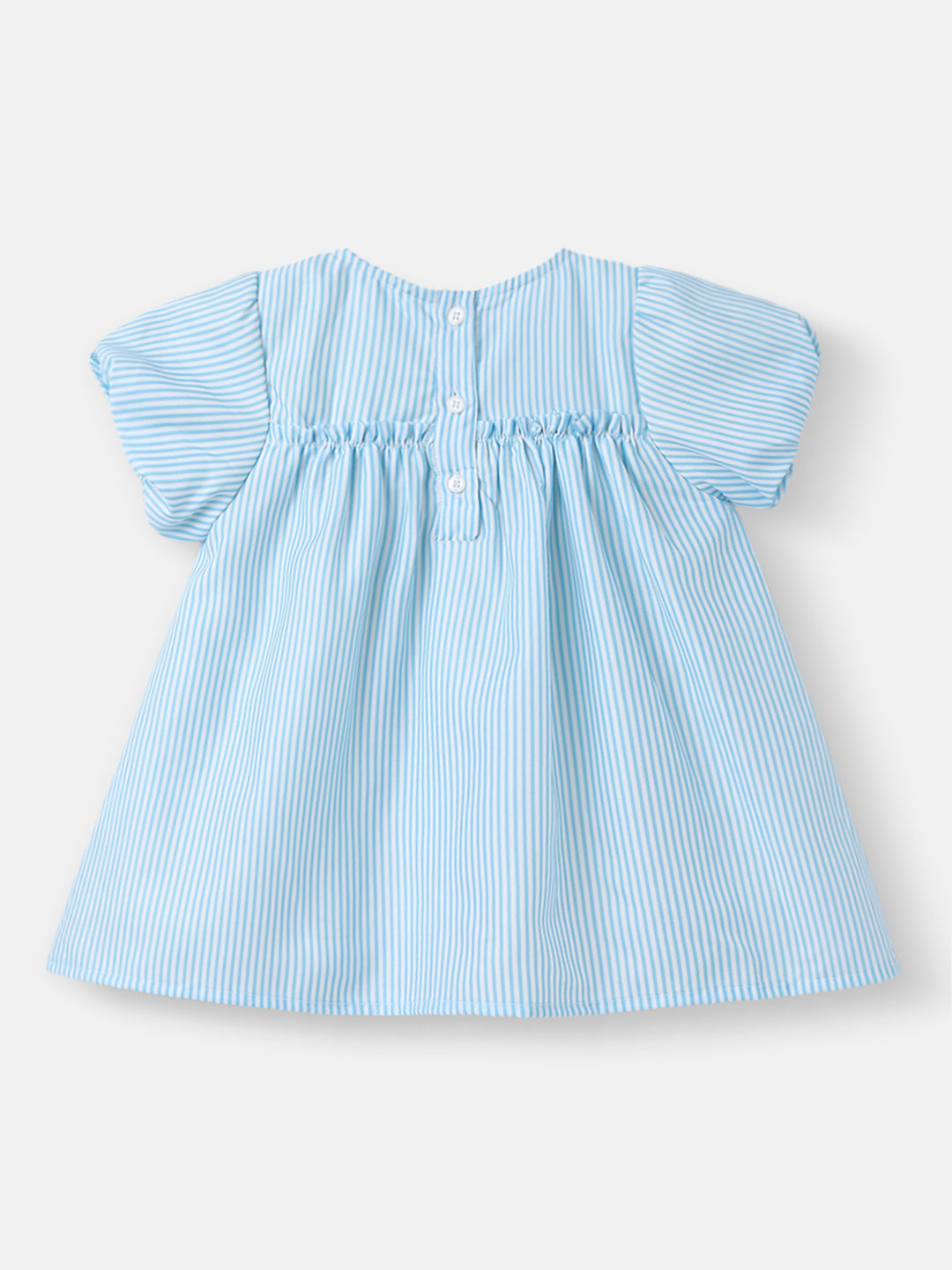 Nautinati Girls Striped Dress|Puff Sleeves| Age 3 - 24 Months