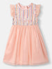 Nautinati Girls Sequined Mesh Party Dress|Ruffle Sleeves| Age 2 - 10 Years