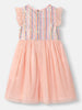 Nautinati Girls Sequined Mesh Party Dress|Ruffle Sleeves| Age 2 - 10 Years