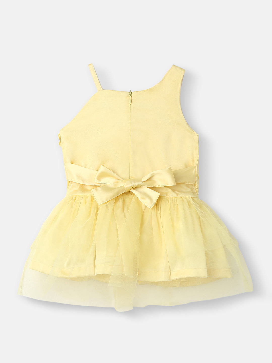 Girls Mesh Party Frock |One Shoulder Dress | Flower On the Neck| Shoulder Straps| 3-24 Months
