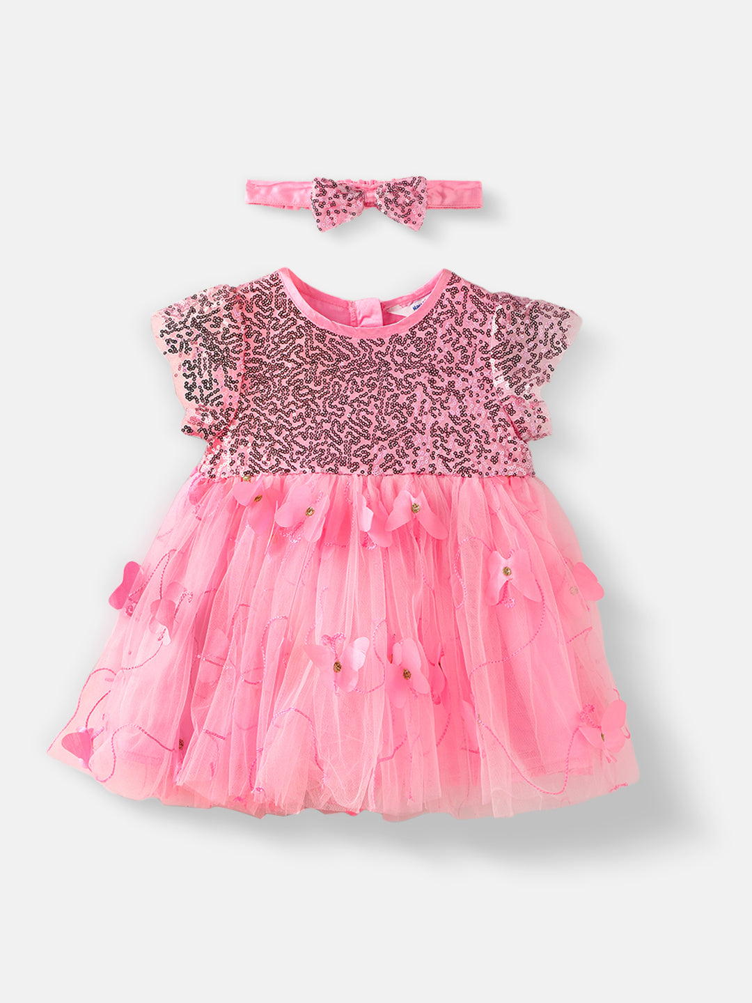 Nautinati Girlsâ€™ Butterfly Laser Cut Sequin Party Dress with Headband