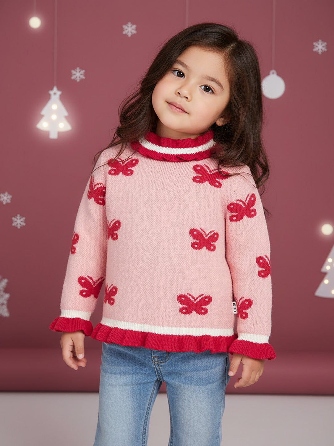 Nautinati Butterfly Print Sweater for Girls