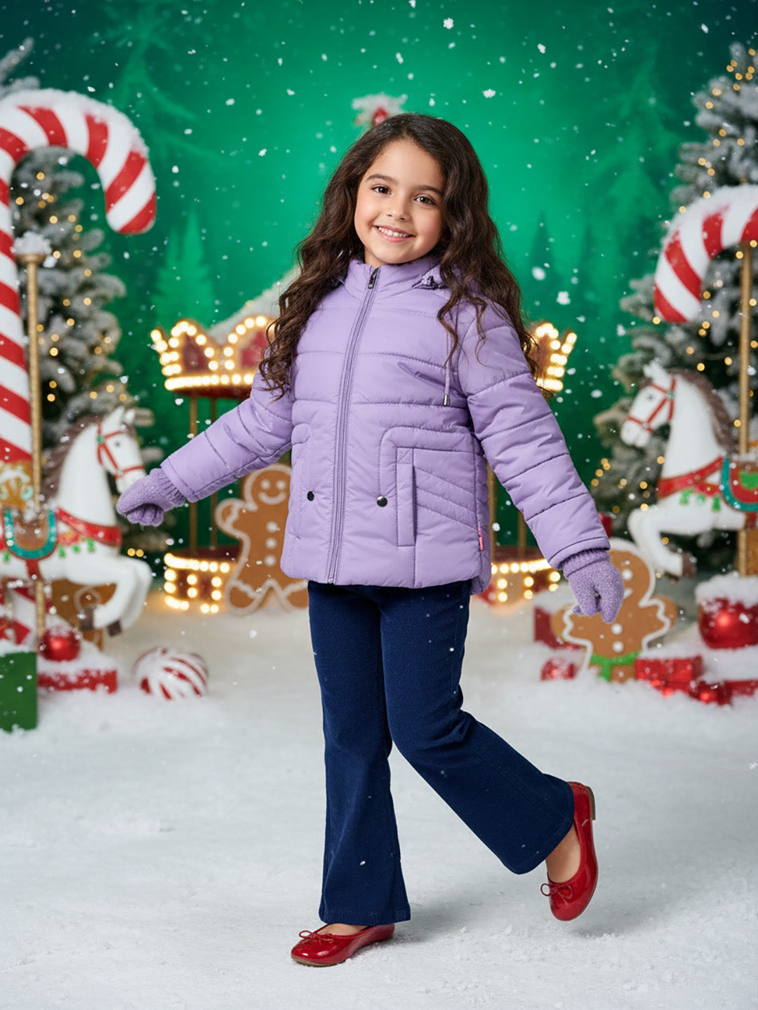 Nautinati Girls' Puffer Jacket | Hooded Design| Age 2 - 10 Years