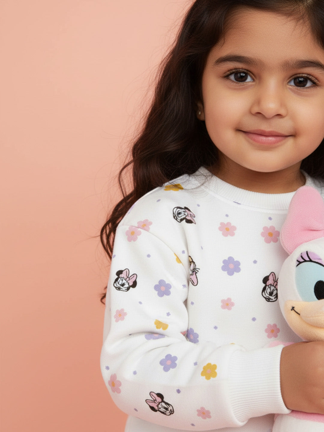 Nautinati White All Over Print Sweatshirt Set For Girls