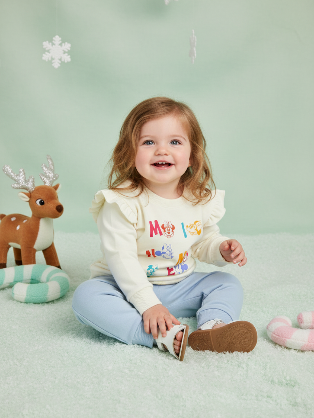 Nautinati White & Blue Typography Sweatshirt Set for Girls