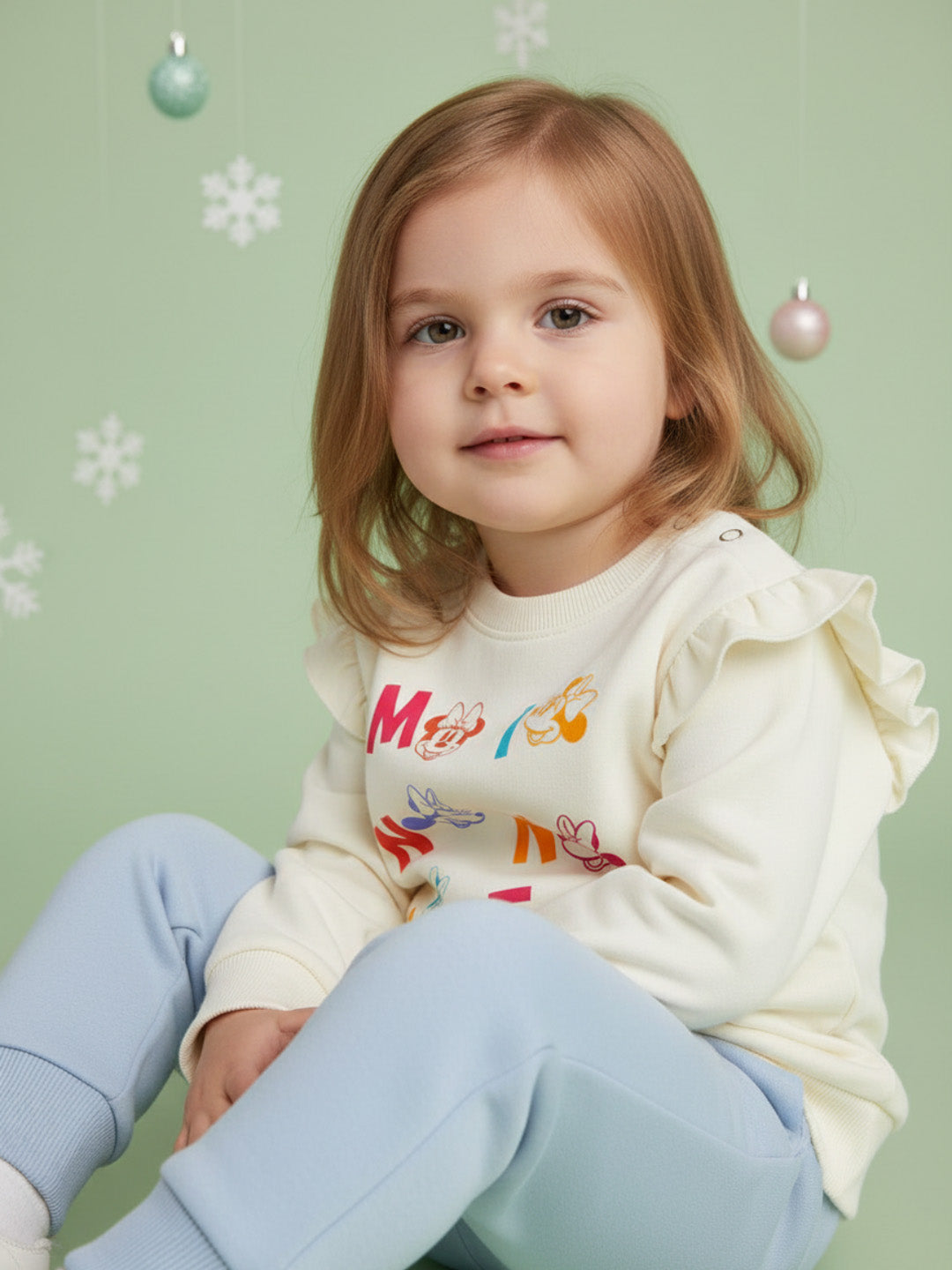 Nautinati White & Blue Typography Sweatshirt Set for Girls