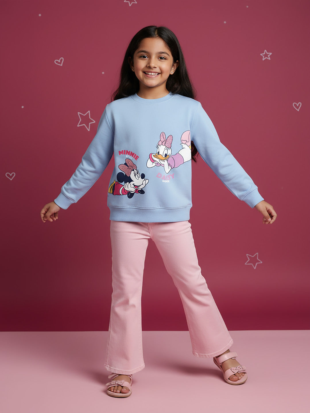 Nautinati Blue Minnie Mouse and Daisy Duck Print Sweatshirt for Girls
