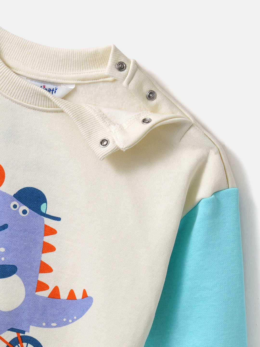 Nautinati Fleece Dino Print Full Sleeve Sweatshirt for Infants