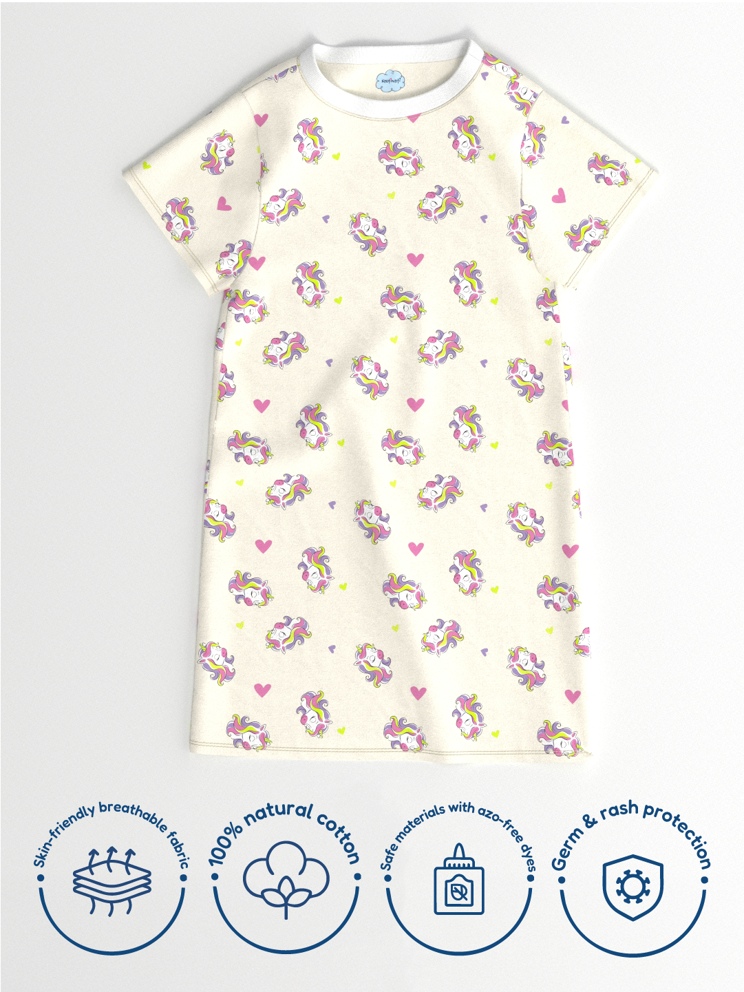 Nautinati Girls' Cotton AOP Knit T-shirt Dress