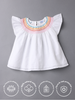 Nautinati Girls' Cotton Flutter Sleeves Top with Front Shirring