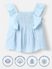 Nautinati Girls' Cotton Swiss Dot Fabric Flutter Sleeves Shirring Top