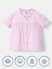 Nautinati Girls' Yarn Dyed Cotton Checks Woven Top with Shirring Details