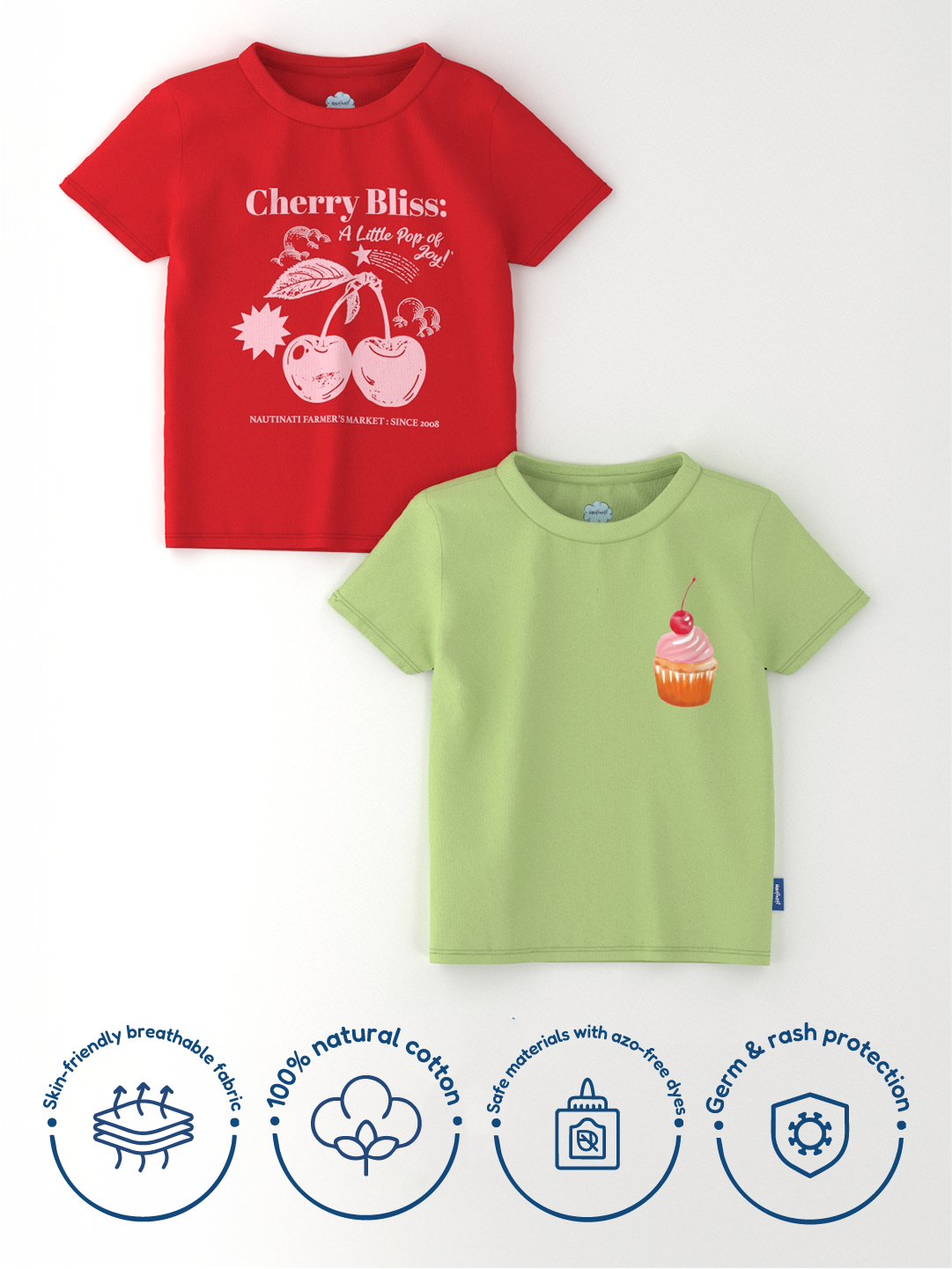 Nautinati Girls Disney Print Cotton T-shirts | Aged 2  10 Years | Pack of 2 Tees