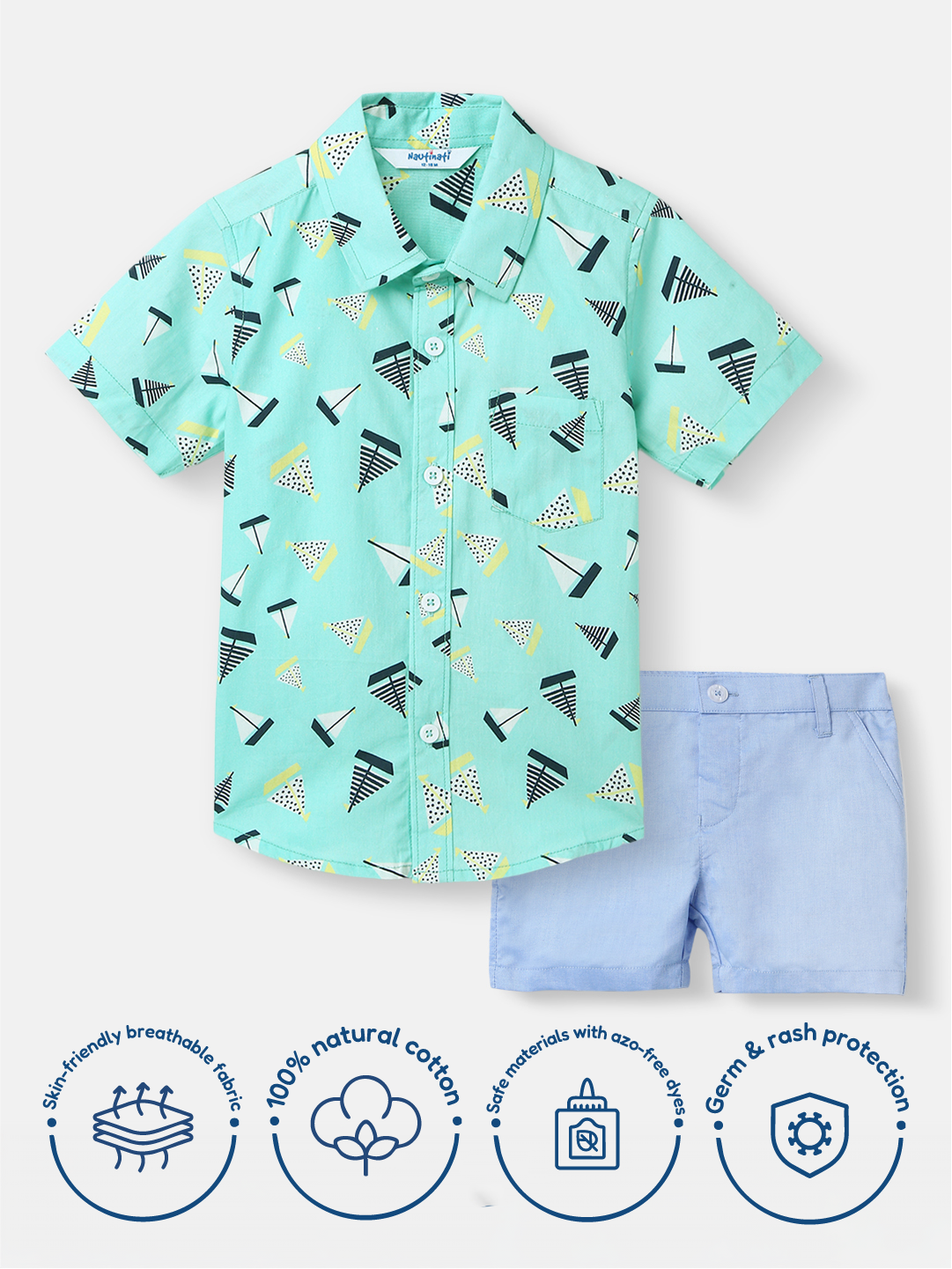 Nautinati Girls' All-over Print Cotton Poplin With Chest Pocket