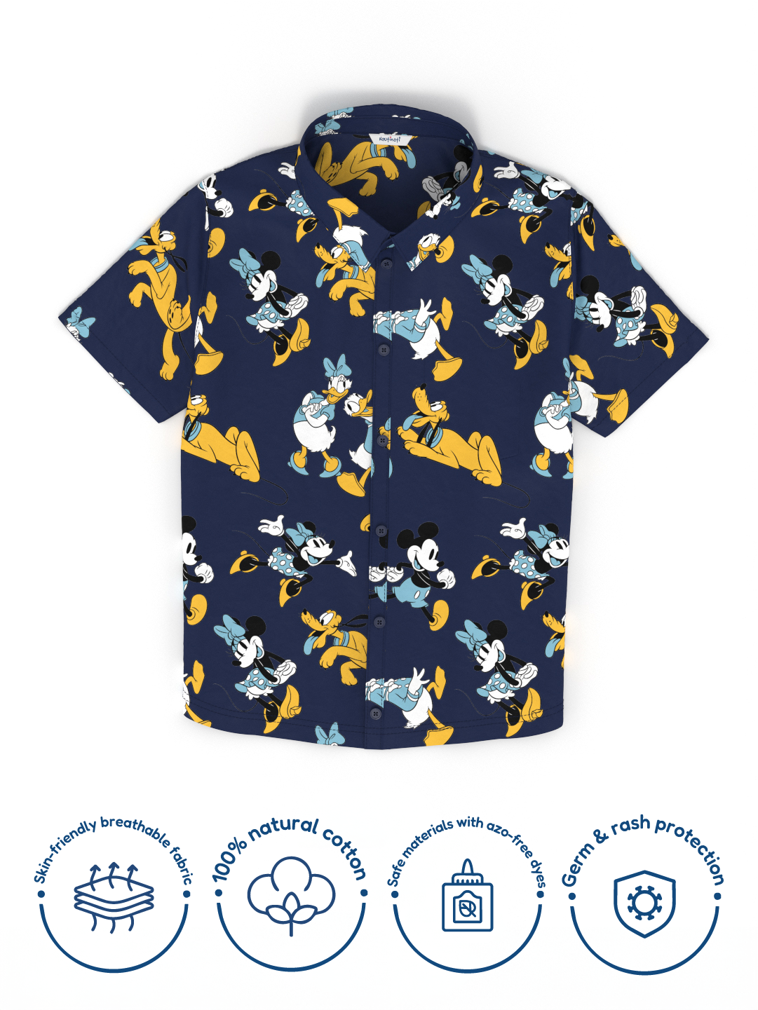 Nautinati Disney Boys Cotton Mickey, Donald and Goofy Print Oversized Shirt