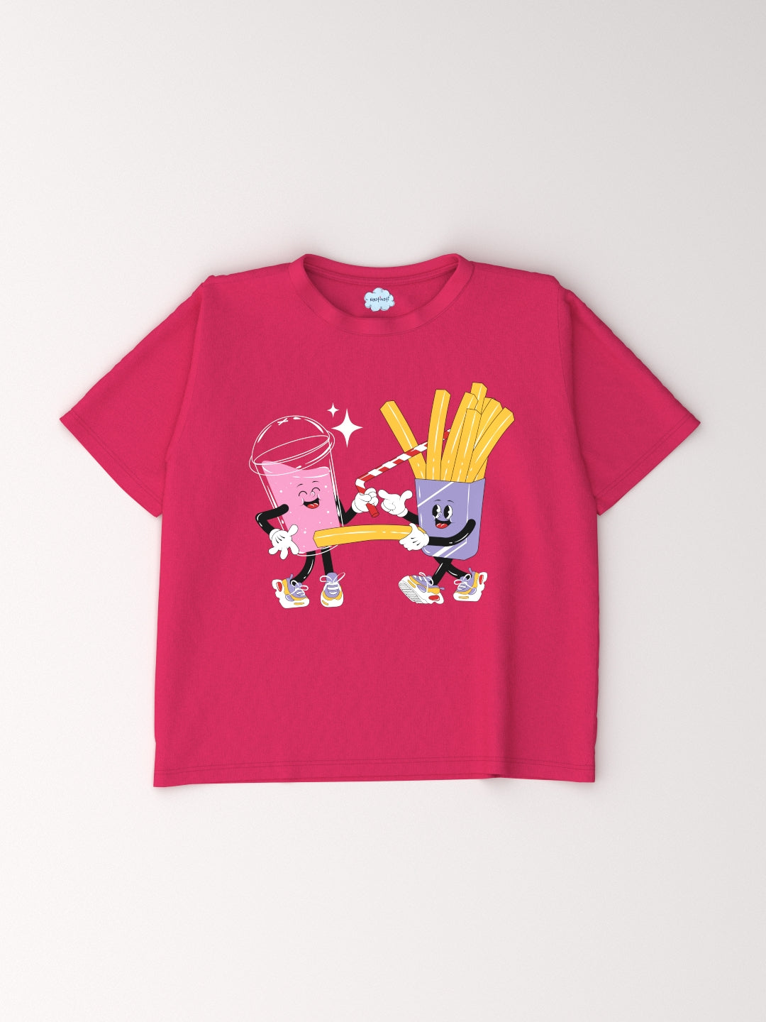 Nautinati Girls Playful Food Friends� Cotton T-shirt | Fun Graphic Tee for 2 to 10 Years