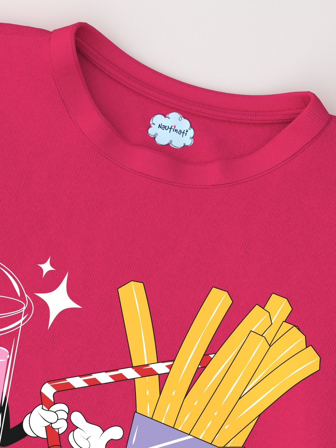 Nautinati Girls Playful Food Friends� Cotton T-shirt | Fun Graphic Tee for 2 to 10 Years