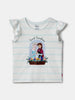 Nautinati Girls' Cotton Frozen Print & Striped Ruffle Sleeves T-shirt