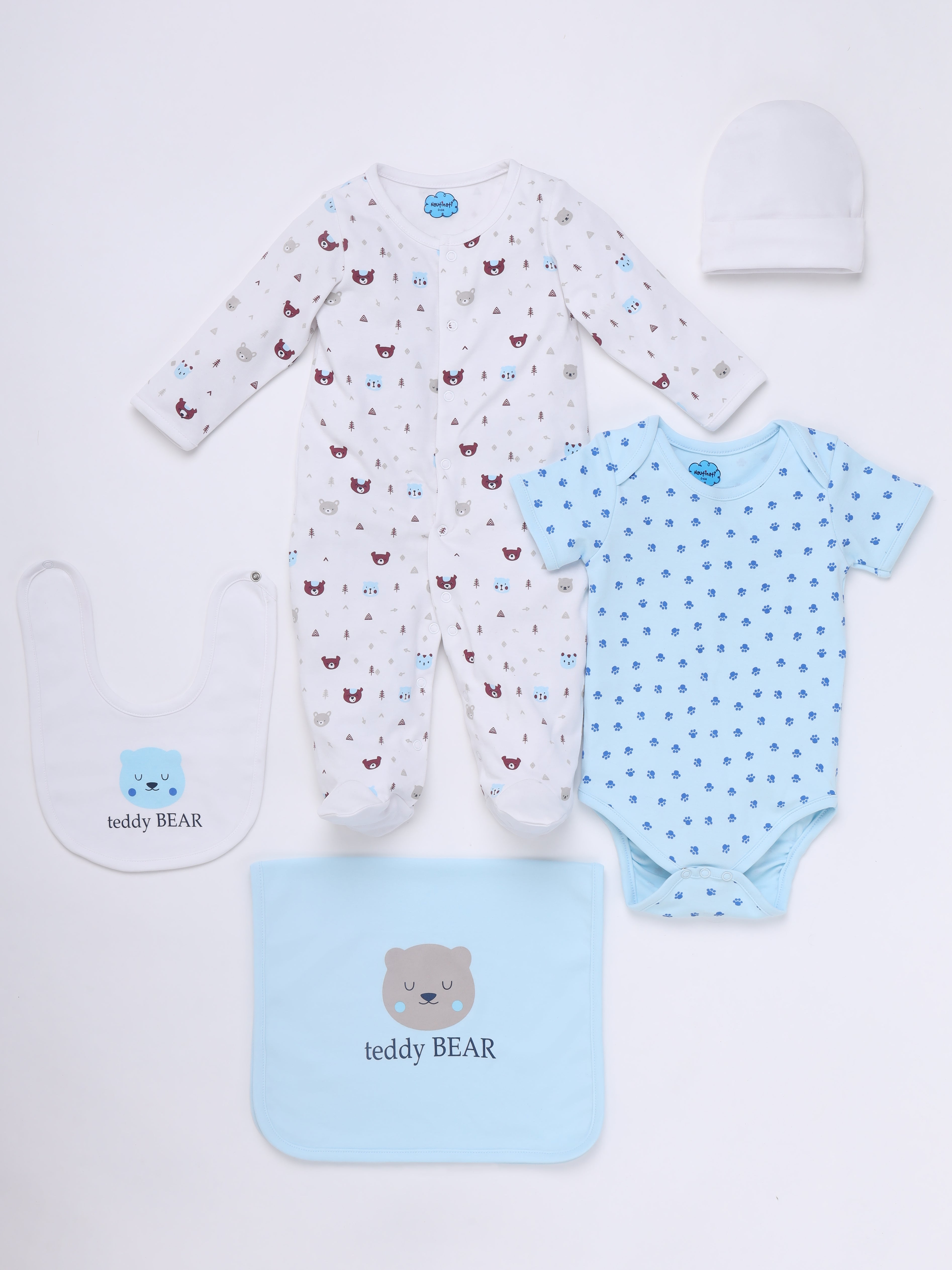 Nautinati Newborn Baby Clothing Gift Set of 5 Items, 0-6 months