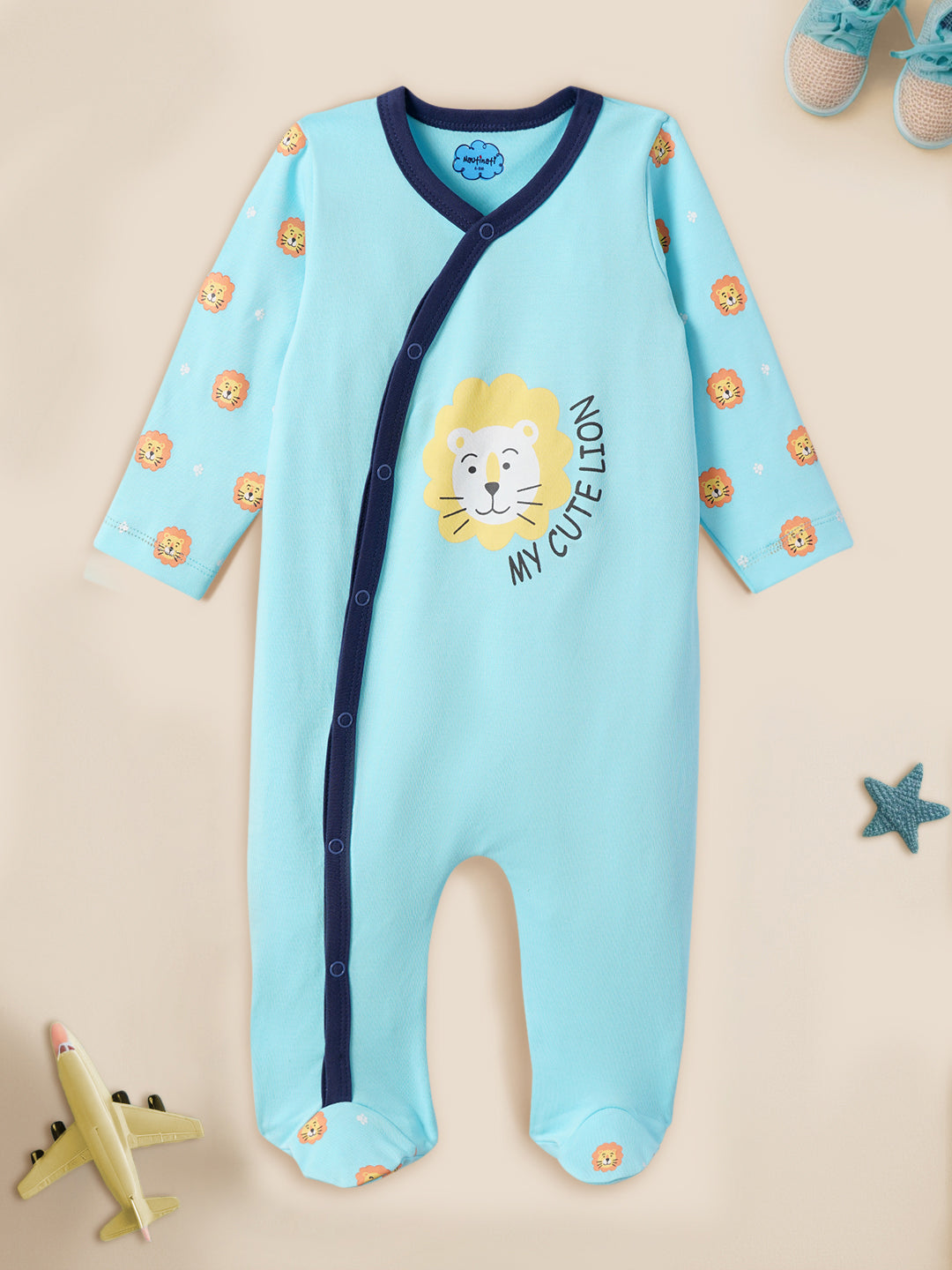 Nautinati Soft Cotton Romper Sleepsuit For Infants Newborn Baby Boys & Girls With Snap Buttons