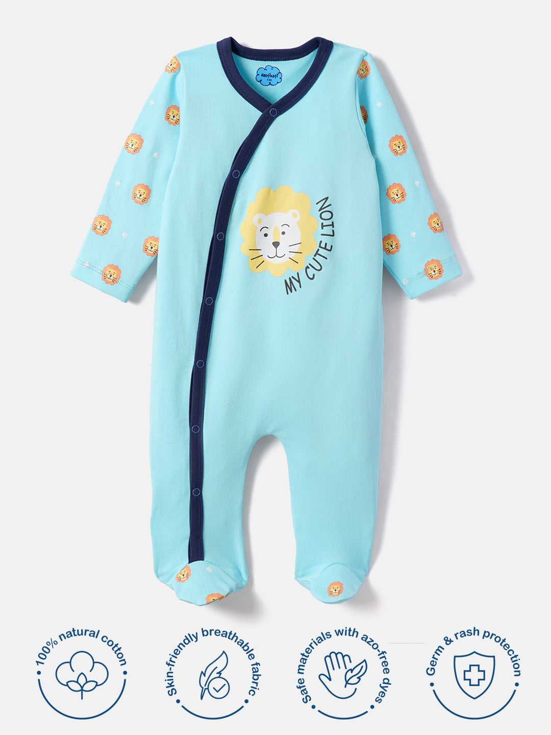 Nautinati Soft Cotton Romper Sleepsuit For Infants Newborn Baby Boys & Girls With Snap Buttons