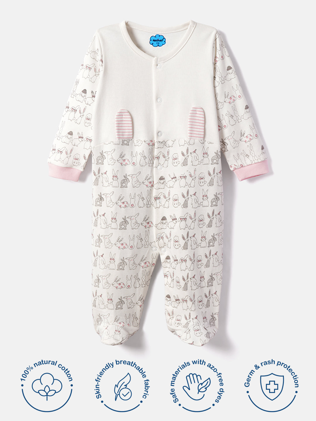 Nautinati Soft Cotton Romper Sleepsuit For Infants Newborn Baby Boys & Girls With Snap Buttons