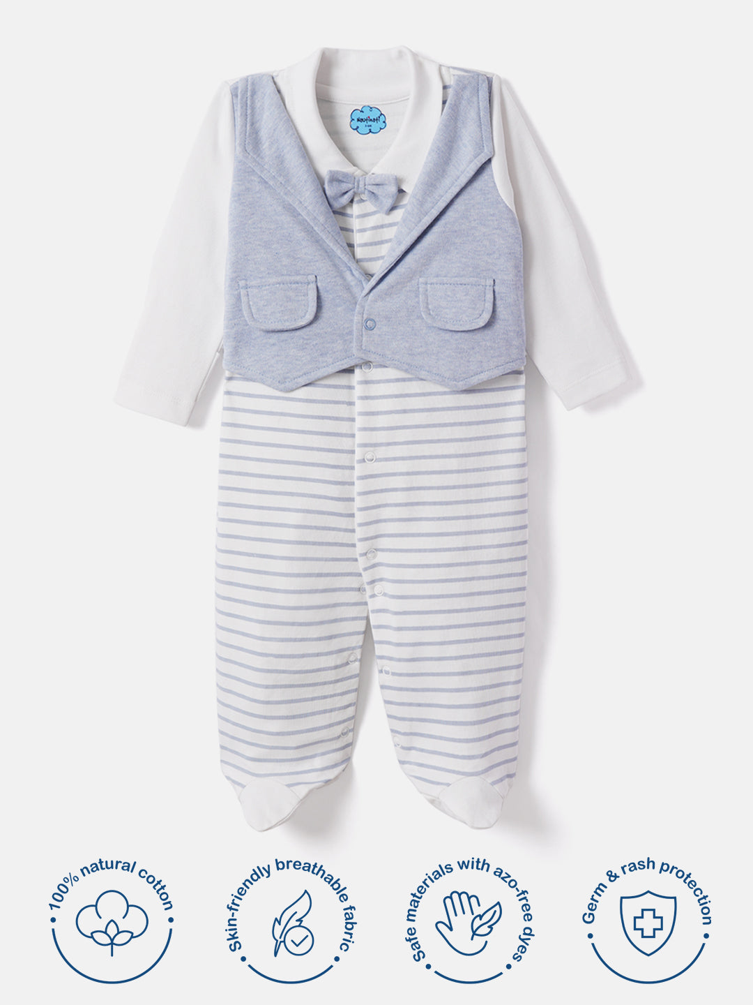 Nautinati Soft Cotton Romper Sleepsuit With Accessories For Infants Newborn Baby Boys & Girls