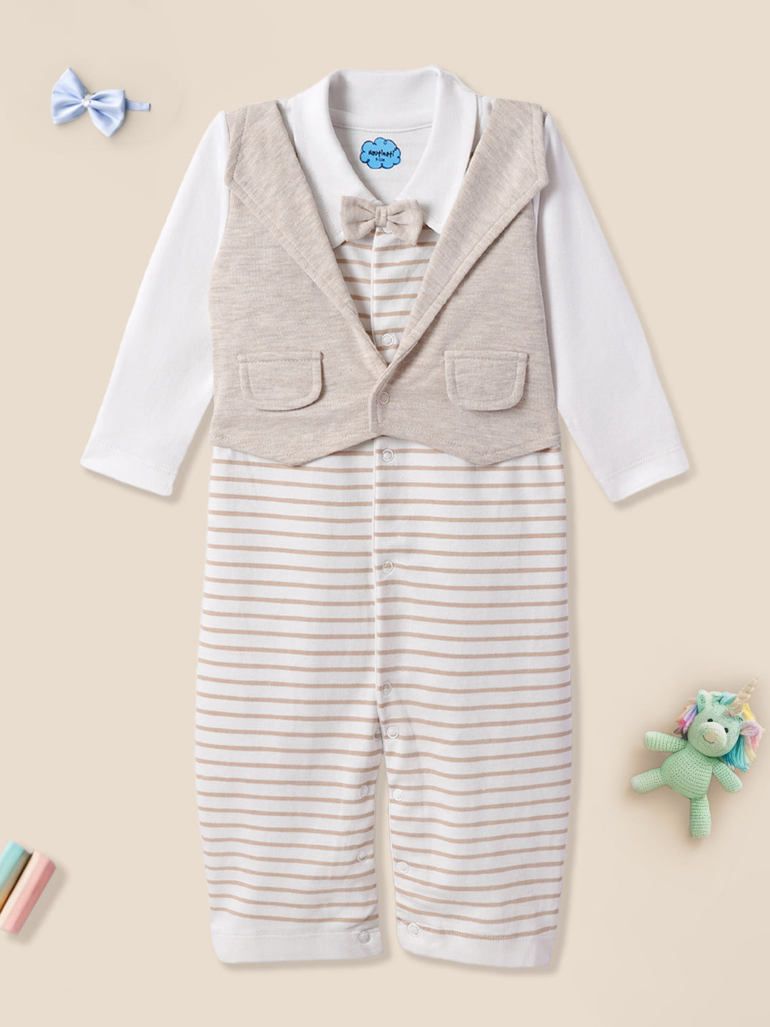 Nautinati Soft Cotton Romper Sleepsuit With Accessories For Infants Newborn Baby Boys & Girls